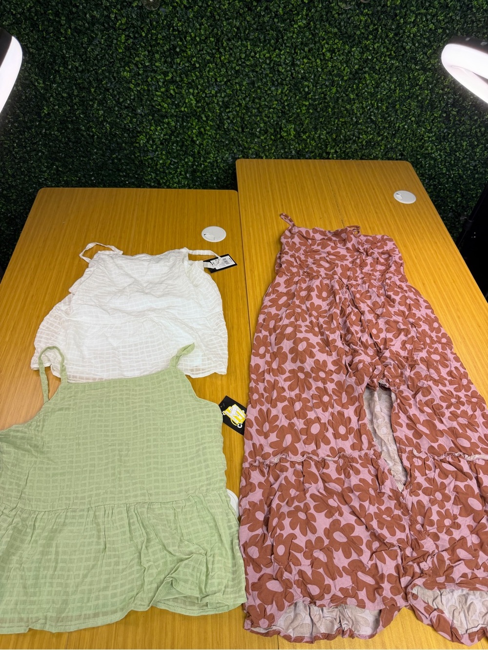 Lot Of 3 Art Class Girls Peplum Tank Top White Sage Pink Dress Size XXL 18